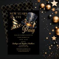 Party Hats Black and Gold New Year's Eve Party