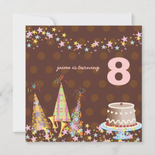 Party hats, Children Birthday Party Invitation