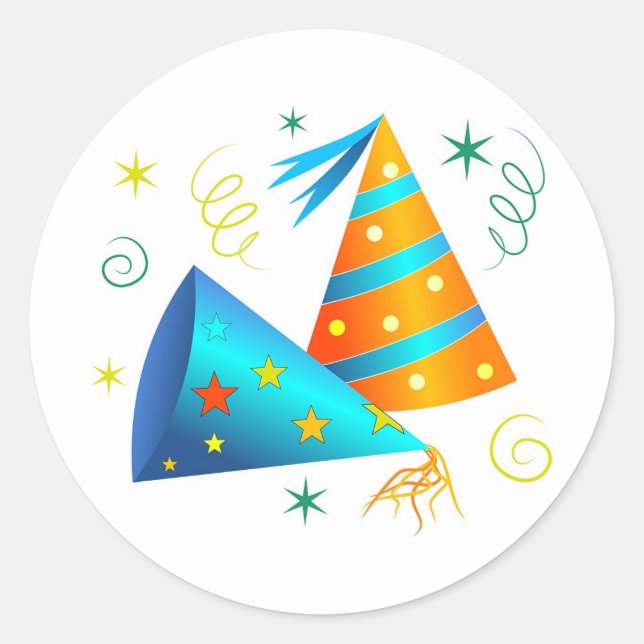 Party Hats Classic Round Sticker (Front)