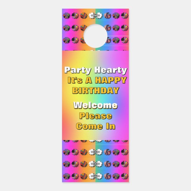 Party Hearty It's A Happy Birthday  Door Hanger (Back)