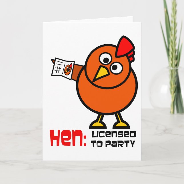 Party Hen White Greeting Card (Front)
