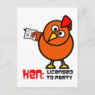 Party Hen White Postcard