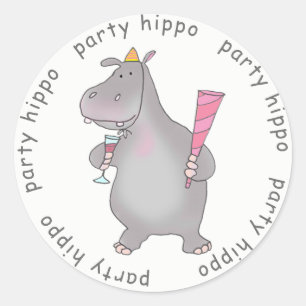 Party Hippo Classic Round Sticker
