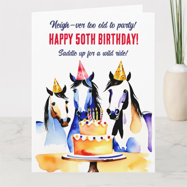 Party horses birthday party funny  card (Front)