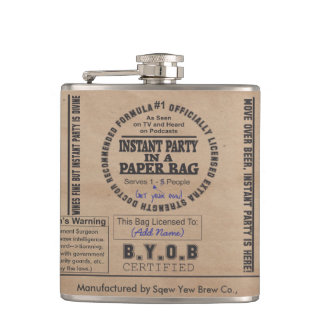 Party In A Paper Bag Customisable Hip Flask