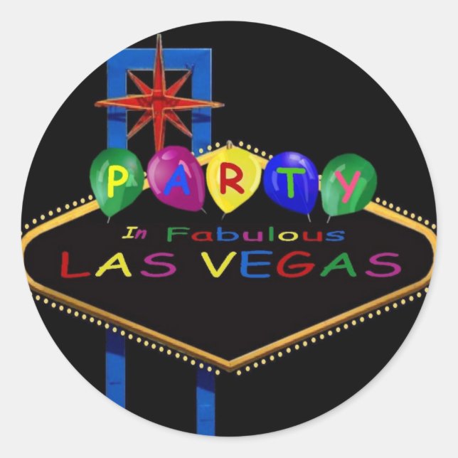 Party In Fabulous Las Vegas with Balloons Stickers (Front)