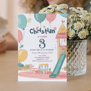 Party in park and balloons Kids Birthday party  Invitation