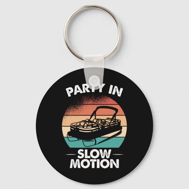 Party In Slow Motion Pontoon Boat Sunset  Key Ring (Front)