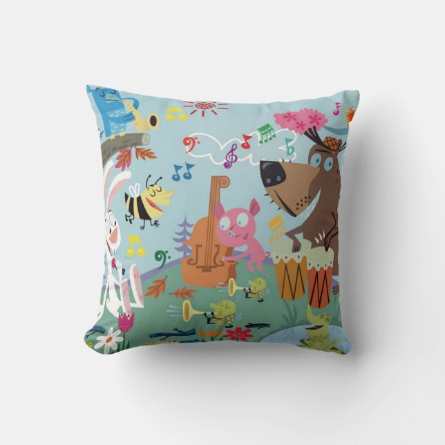 Party In The Forest Decorative Throw Pillow (Front)