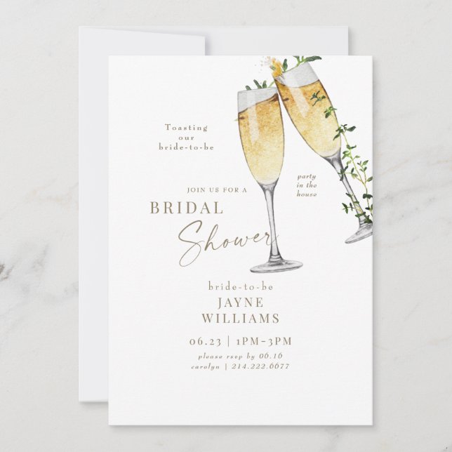 Party in the House Champagne Toast Bridal Shower Invitation (Front)