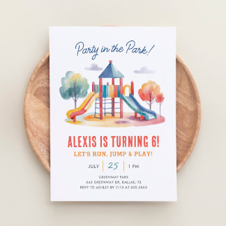 Party in the Park Playground Birthday Invitation