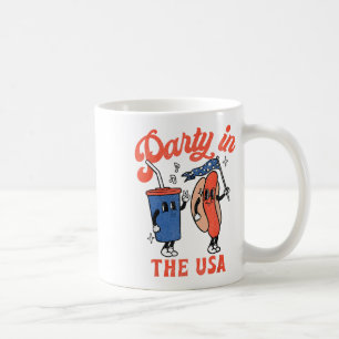 Party In The Usa 4th Of July Cute Soda And Hotdog  Coffee Mug