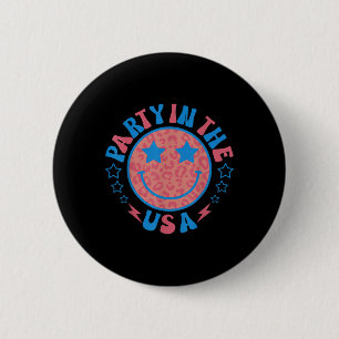 Party In The Usa 4th Of July Preppy Smile 1 6 Cm Round Badge