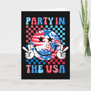 Party In The Usa 4th Of July Preppy Smile Kids Men Card