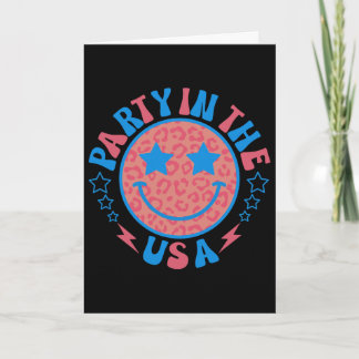 Party In The Usa 4th Of July Preppy Smile Kids Tee Card
