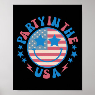 Party In The Usa 4th Of July Preppy Smile Men Wome Poster