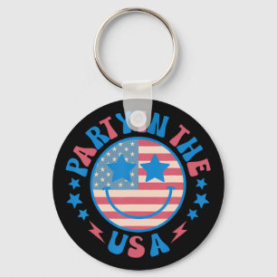 Party In The Usa 4th Of July Preppy Smile Shirts M Key Ring