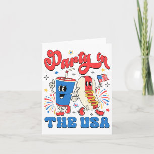 Party In The Usa Cute Soda And Hotdog Patriotic 4t Card