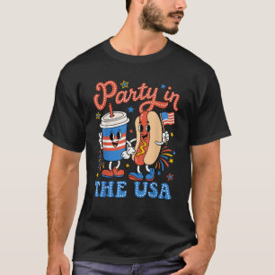 Party In The USA Cute Soda And Hotdog Patriotic 4t T-Shirt