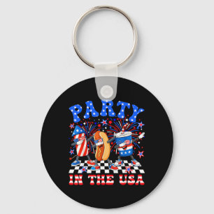 Party In The Usa Funny Dabbing Hot Dog Firework Key Ring