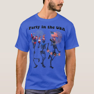 Party in the USA Funny Dancing Skeleton 4th of Jul T-Shirt
