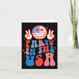 Party In The Usa Happy Face Smile American Flag 4t Card