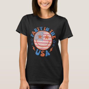 Party In The Usa Happy Face Smile American Flag 4t T-Shirt