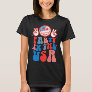 Party In The Usa Happy Face Smile American Flag 4t T-Shirt