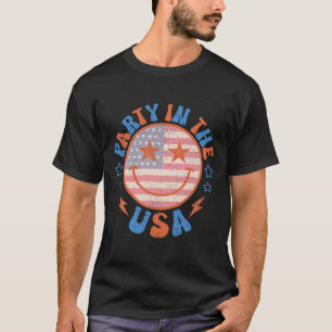 Party In The Usa Happy Face Smile American Flag 4t T-Shirt