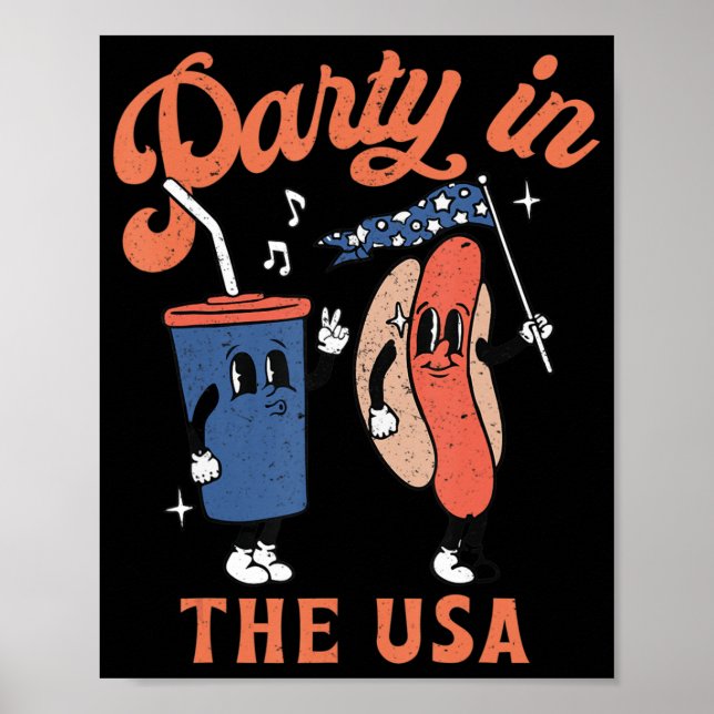 Party In The Usa  Hot Dog Love USA Fun Fourth Of J Poster (Front)