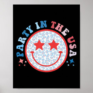 Party In The Usa Leopard 4th Of July Preppy Smile Poster