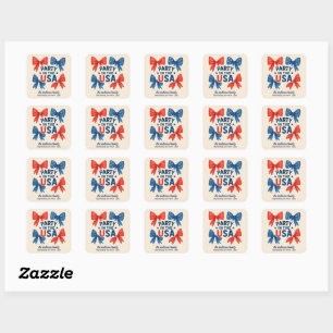 Party in the USA Patriotic 4th of July Custom Square Sticker