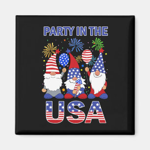 Party In The Usa Patriotic Gnome Flag 4th July Kid Magnet
