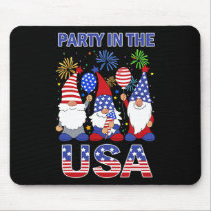 Party In The Usa Patriotic Gnome Flag 4th July Kid Mouse Pad