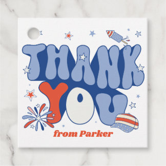 Party in the USA Red White Blue Thank You Birthday Favour Tags