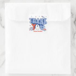 Party in the USA Red White Blue Thank You Birthday Square Sticker