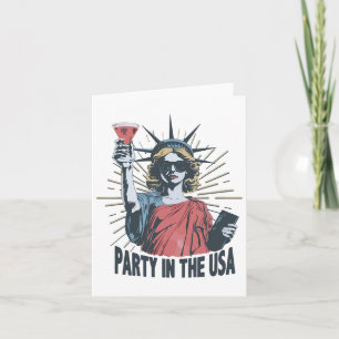 Party In The Usa Statue Of Liberty 4th Of July Pat Card