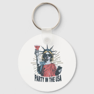 Party In The Usa Statue Of Liberty 4th Of July Pat Key Ring
