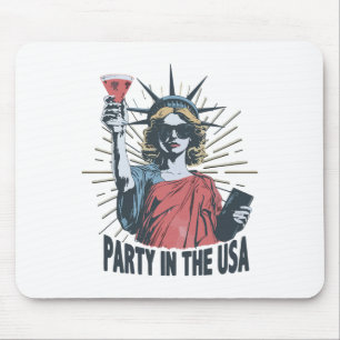 Party In The Usa Statue Of Liberty 4th Of July Pat Mouse Pad