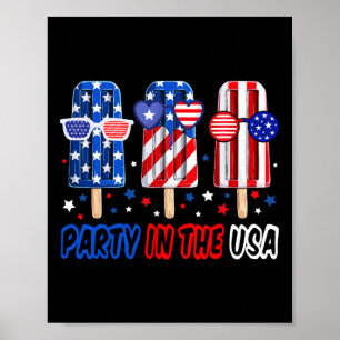 Party In Usa 4th July Popsicle Shirt Boys Usa Flag Poster