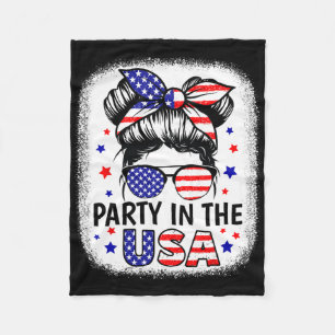 Party In Usa Girls 4th Of July Shirt Daughter Mess Fleece Blanket