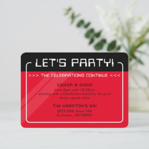 PARTY INFO INSERT modern gamer cool black red Invitation