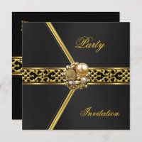 Party Invitation All Occasions Black Velvet Gold