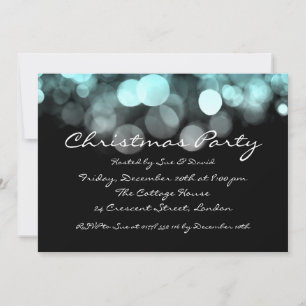 Party Invitation Elegant Blue Shimmering Lights