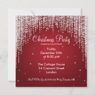 Party Invitation Elegant Falling Sparkle Red