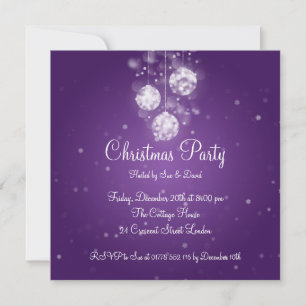Party Invitation Elegant Sparkling Baubles Purple