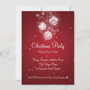 Party Invitation Elegant Sparkling Baubles Red