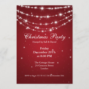 Party Invitation Elegant Sparkling Chain Red