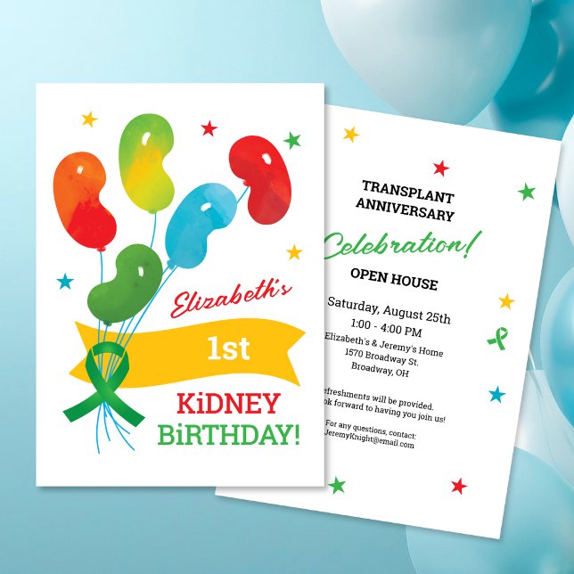Party Invitation Kidney Transplant Birthday  (Creator Uploaded)