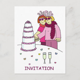 Party invitation, lesbians in funky outfits. invitation postcard